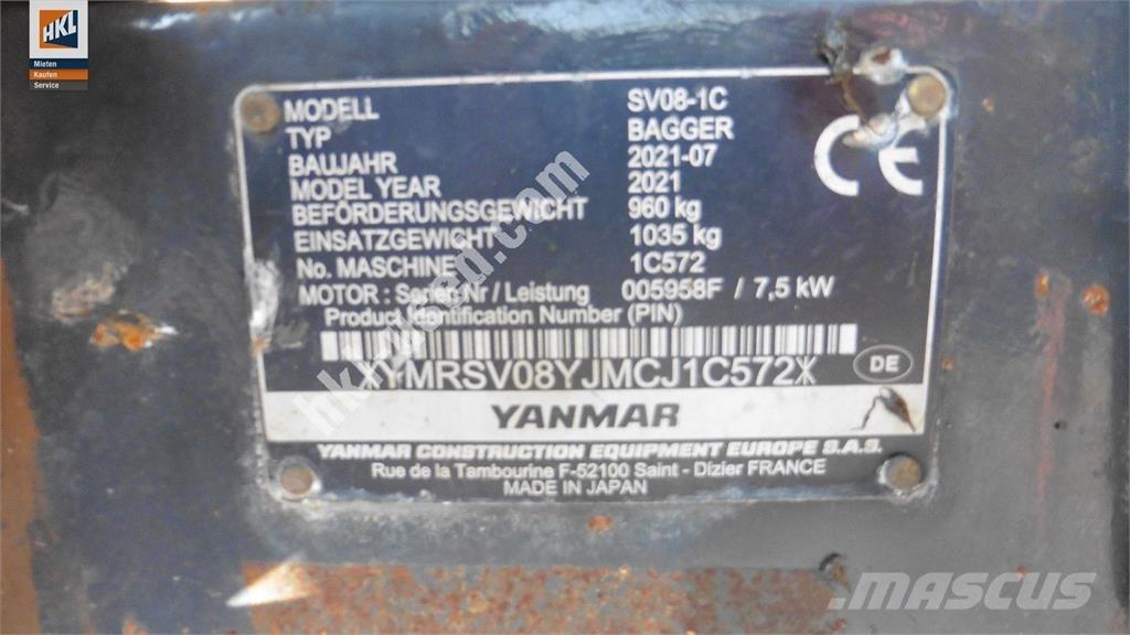 Yanmar SV 08-1C ミニ油圧ショベル 7t以下（ミニユンボ・ミニディガー）