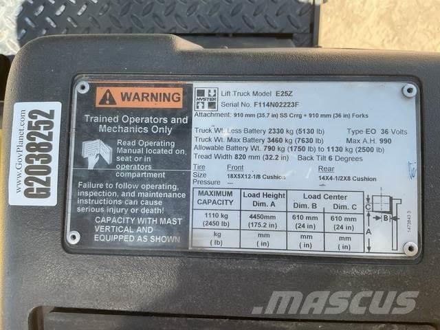 Hyster E25Z バッテリーフォークリフト