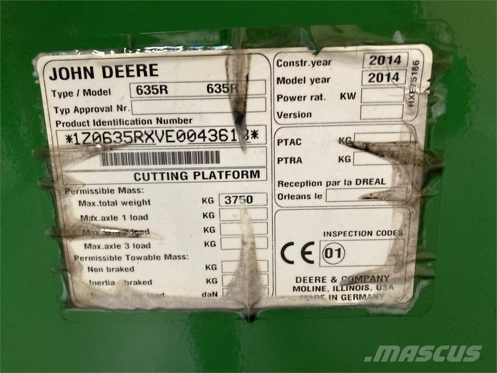 John Deere 635R コンバイン・ハーベスター・ヘッド