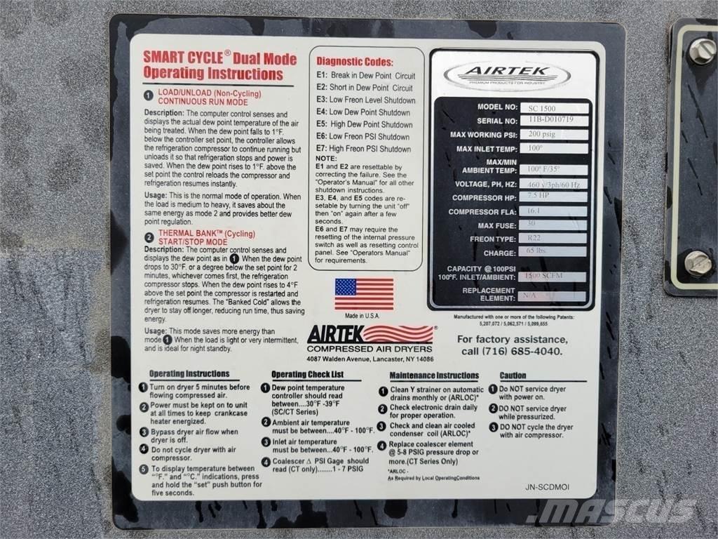  AIRTEK SC 1500 圧縮空気ドライヤー