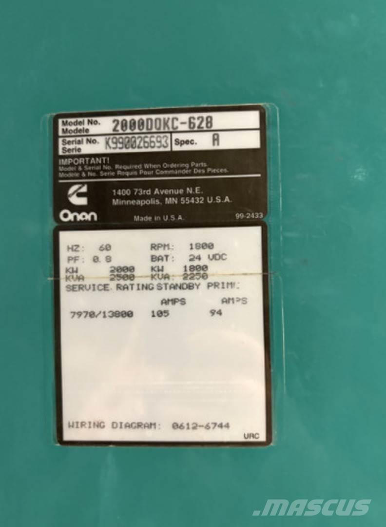 Cummins 2000DQKC-628 ディーゼル発電機