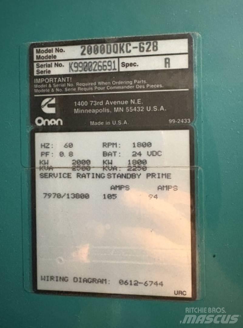 Cummins 2000DQKC-628 ディーゼル発電機