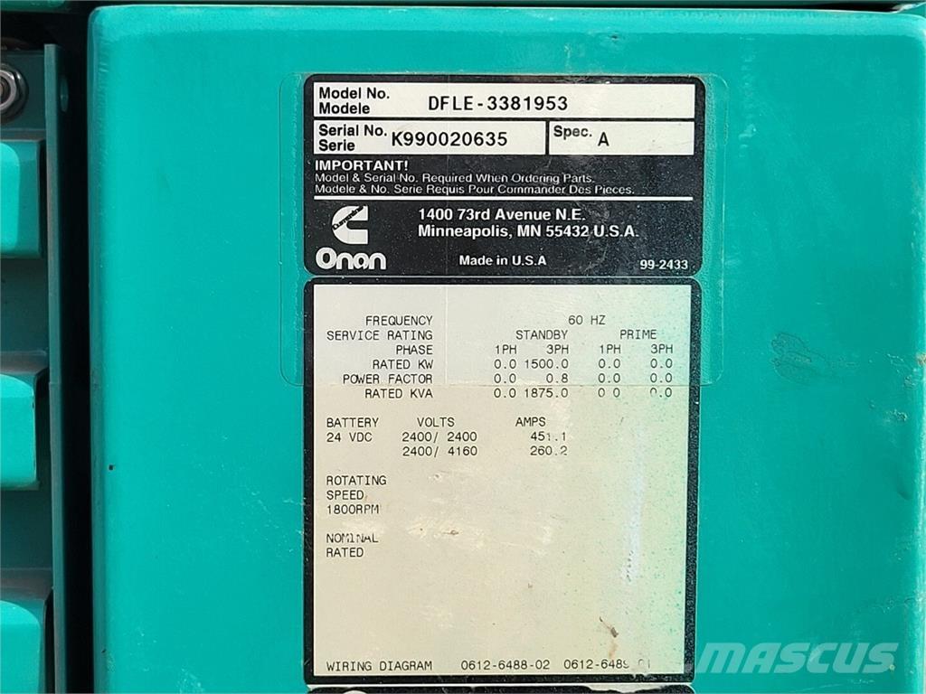 Cummins KTA50-G9 ディーゼル発電機