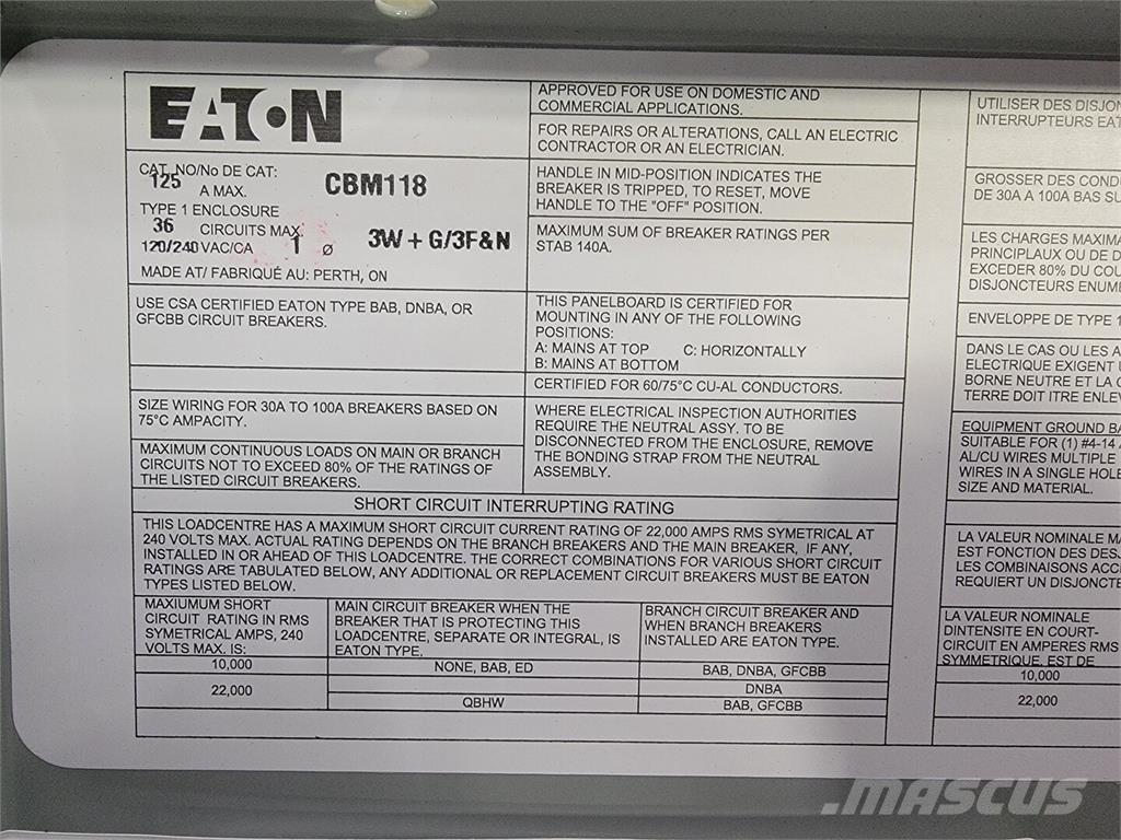Eaton CBM118 建設機械 -　その他