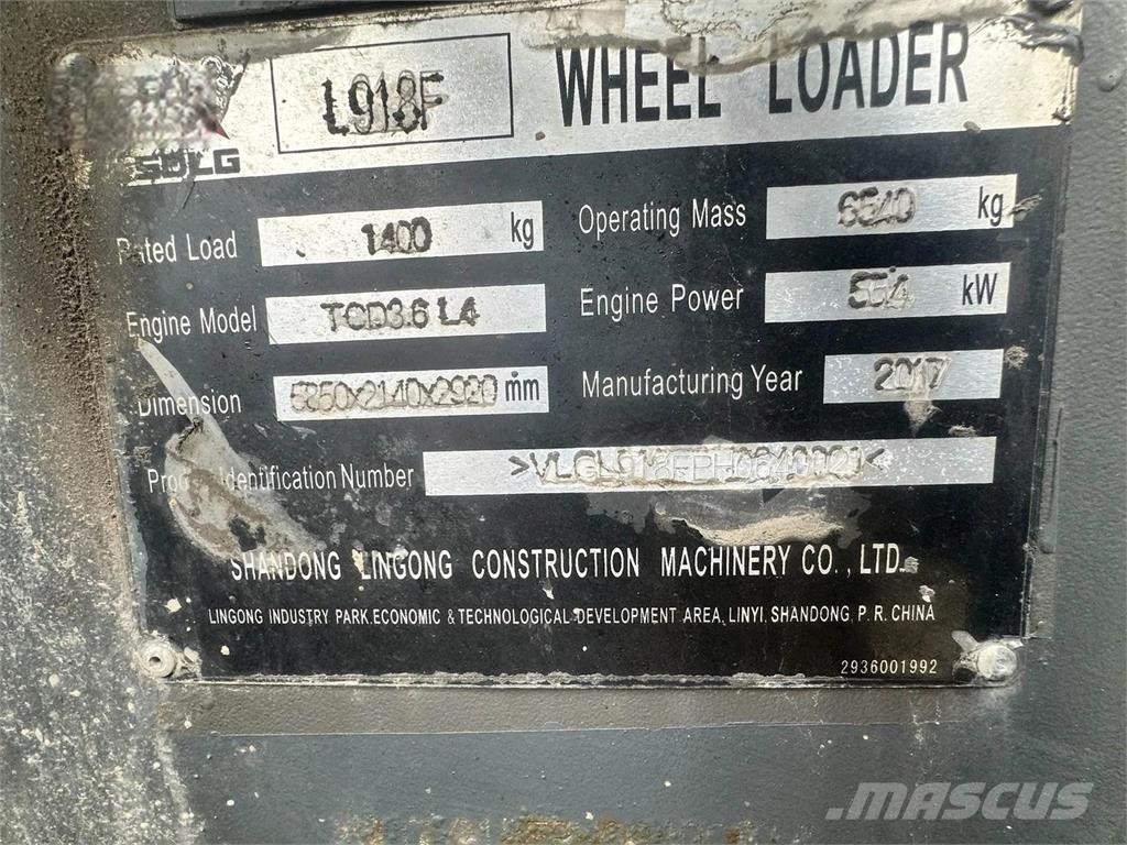 SDLG L918F ホイールローダー・タイヤショベル