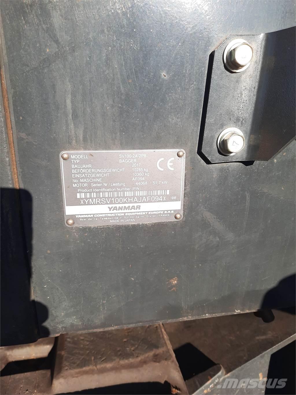 Yanmar SV 100-2PB 大型油圧ショベル12t以上（パワーショベル・ユンボ）