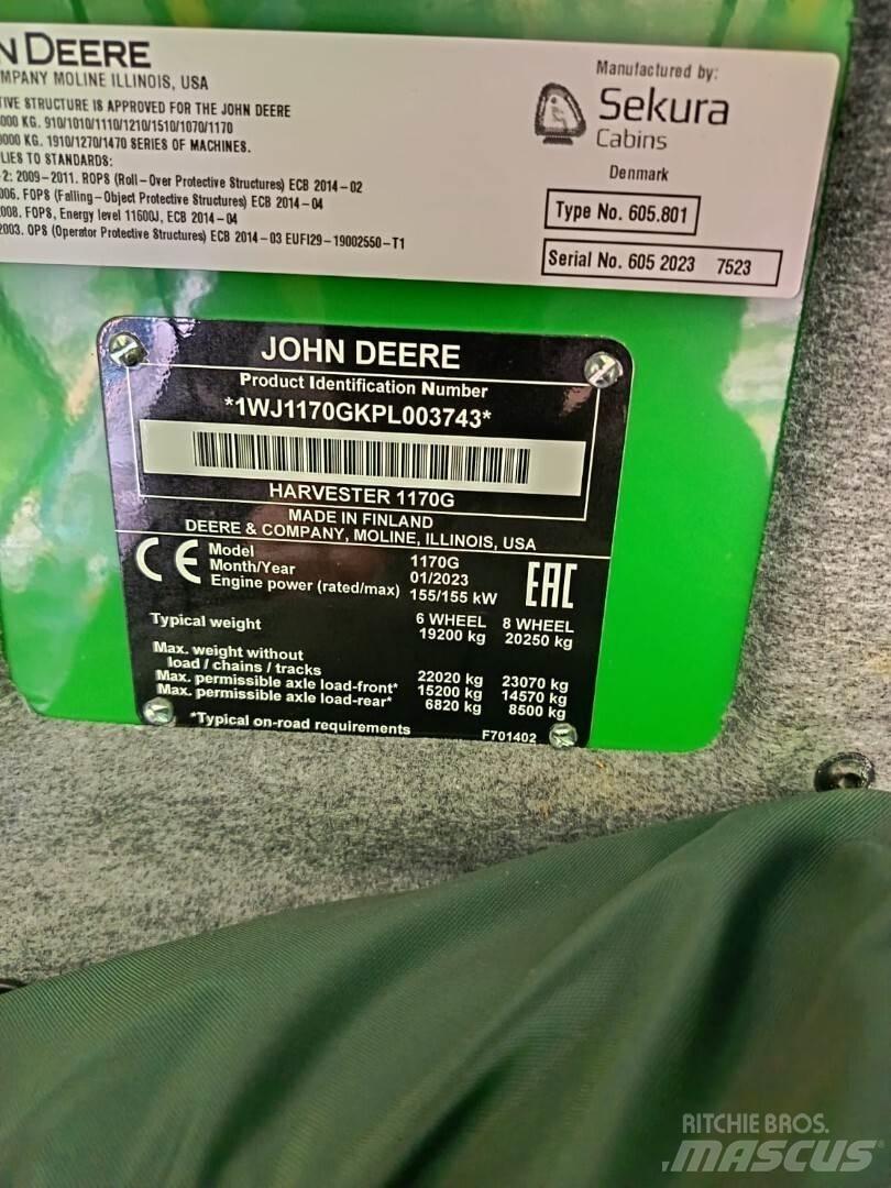 John Deere 1170G ハーベスター