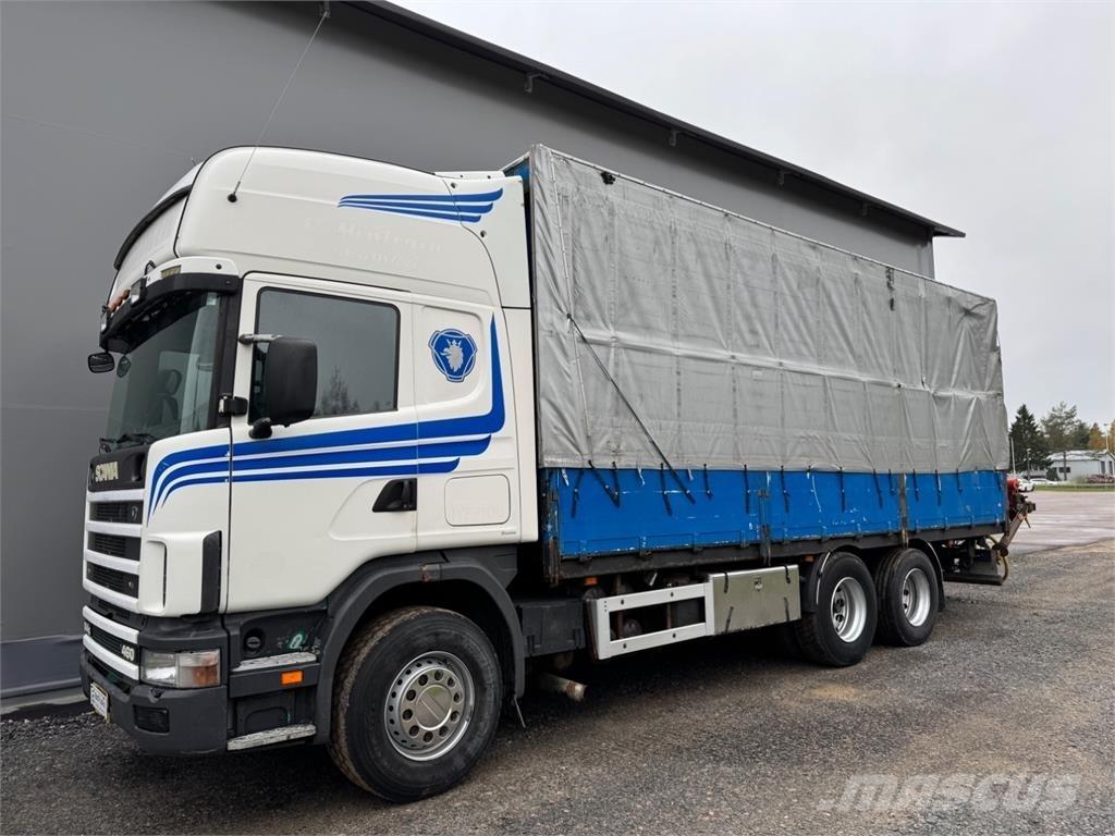 Scania 144G 6x2 クレーントラック、ユニック車