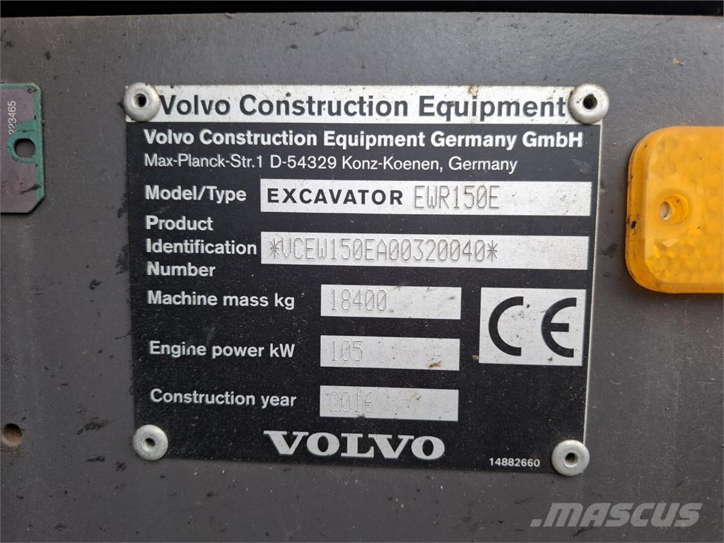 Volvo EWR 150 E ホイール式油圧ショベル（パワーショベル・ユンボ・バックホー）