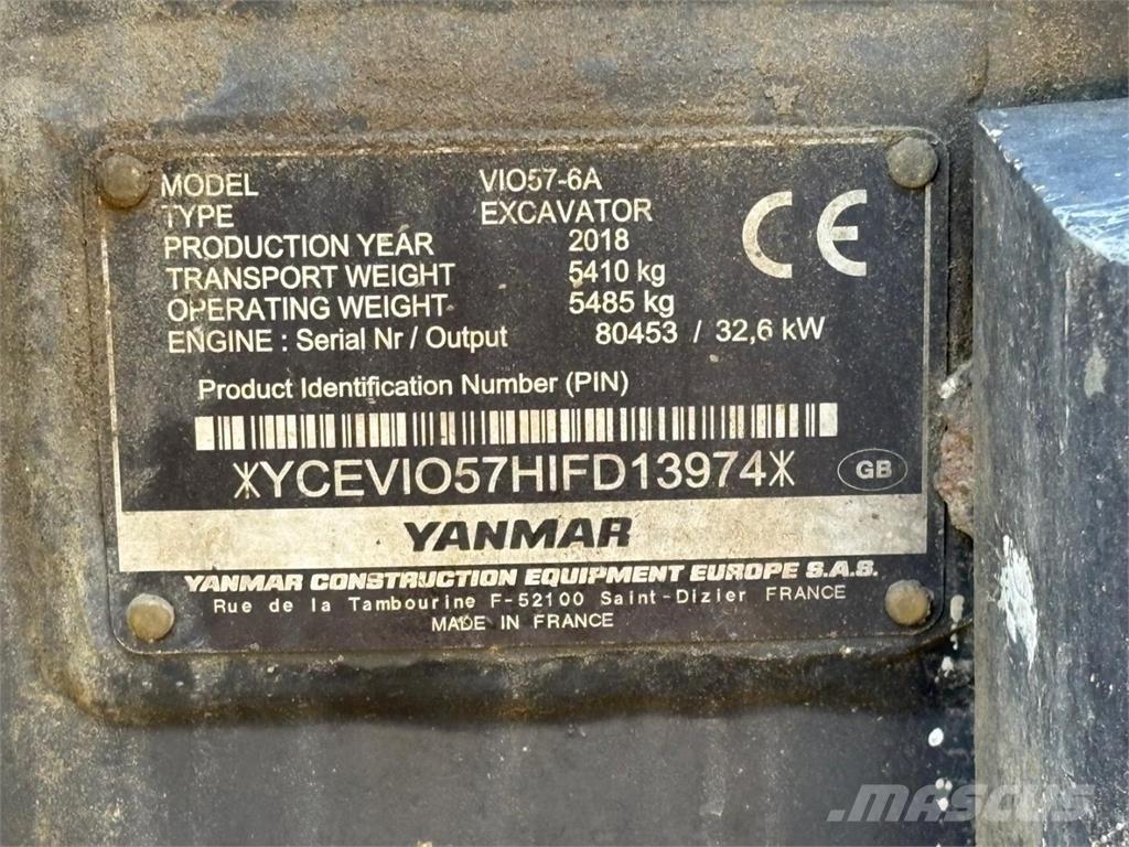 Yanmar VIO 57-6A ミニ油圧ショベル 7t以下（ミニユンボ・ミニディガー）