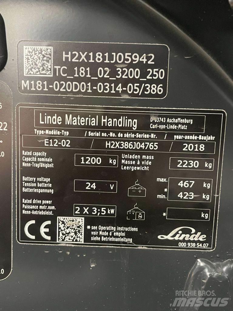 Linde E12-02-386 バッテリーフォークリフト