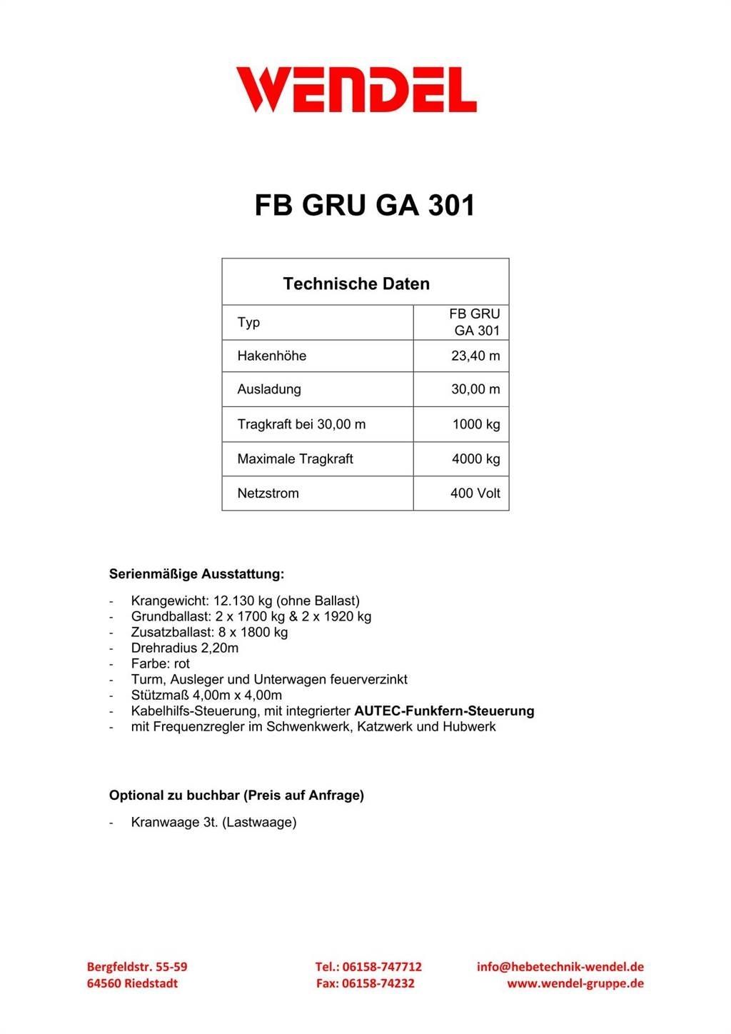 FB GRU GA 301 タワークレーン