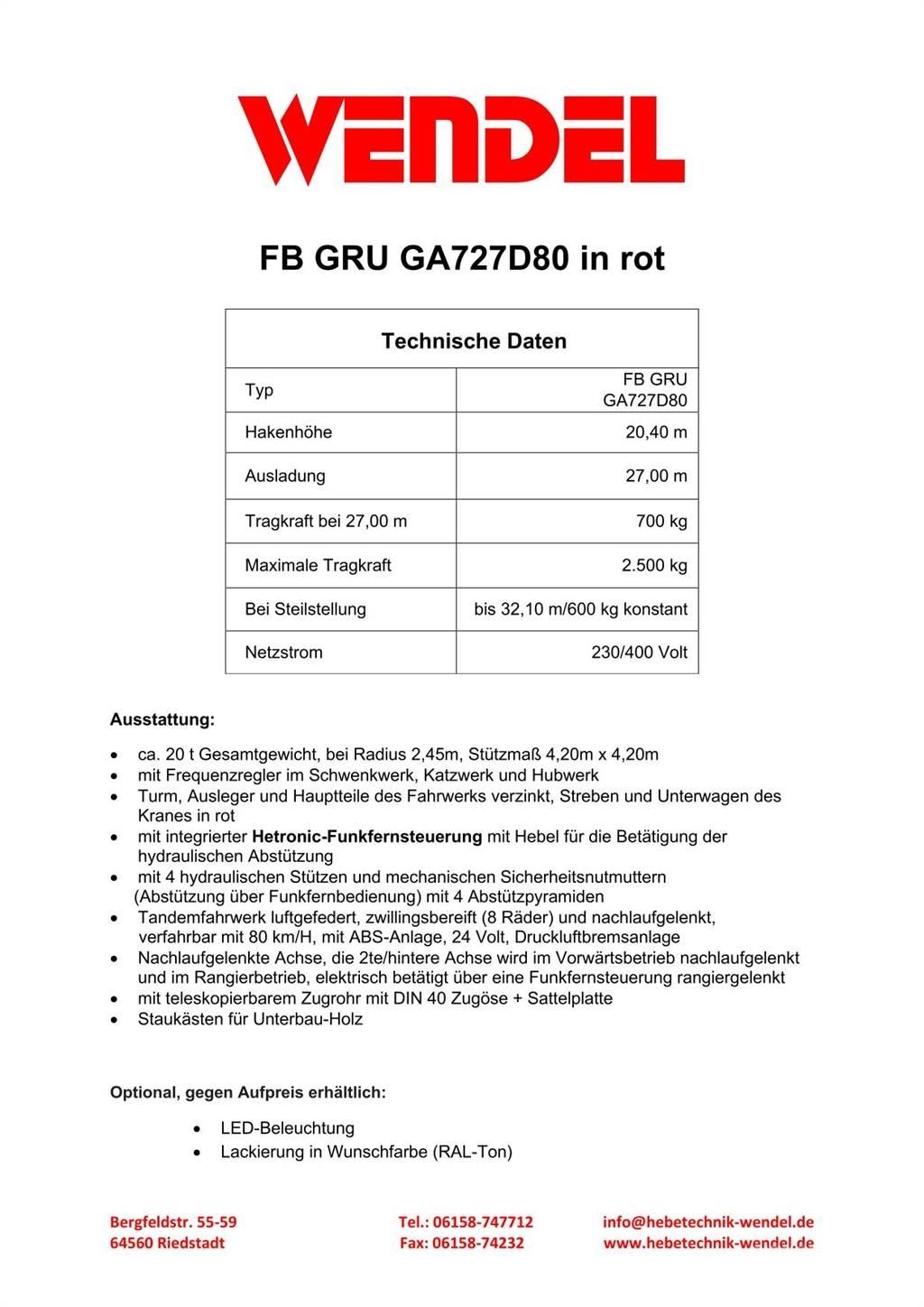 FB GRU GA727D80 タワークレーン