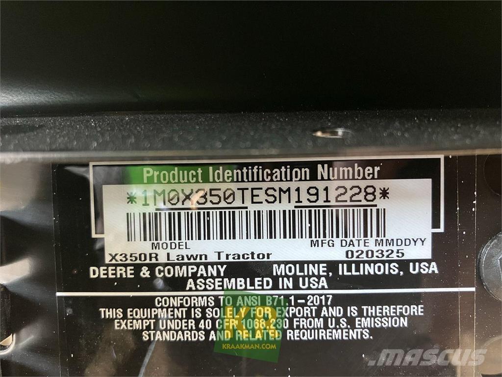 John Deere X350R 乗用・自走モア/芝刈り機