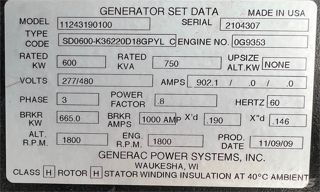 Generac SD600 ディーゼル発電機