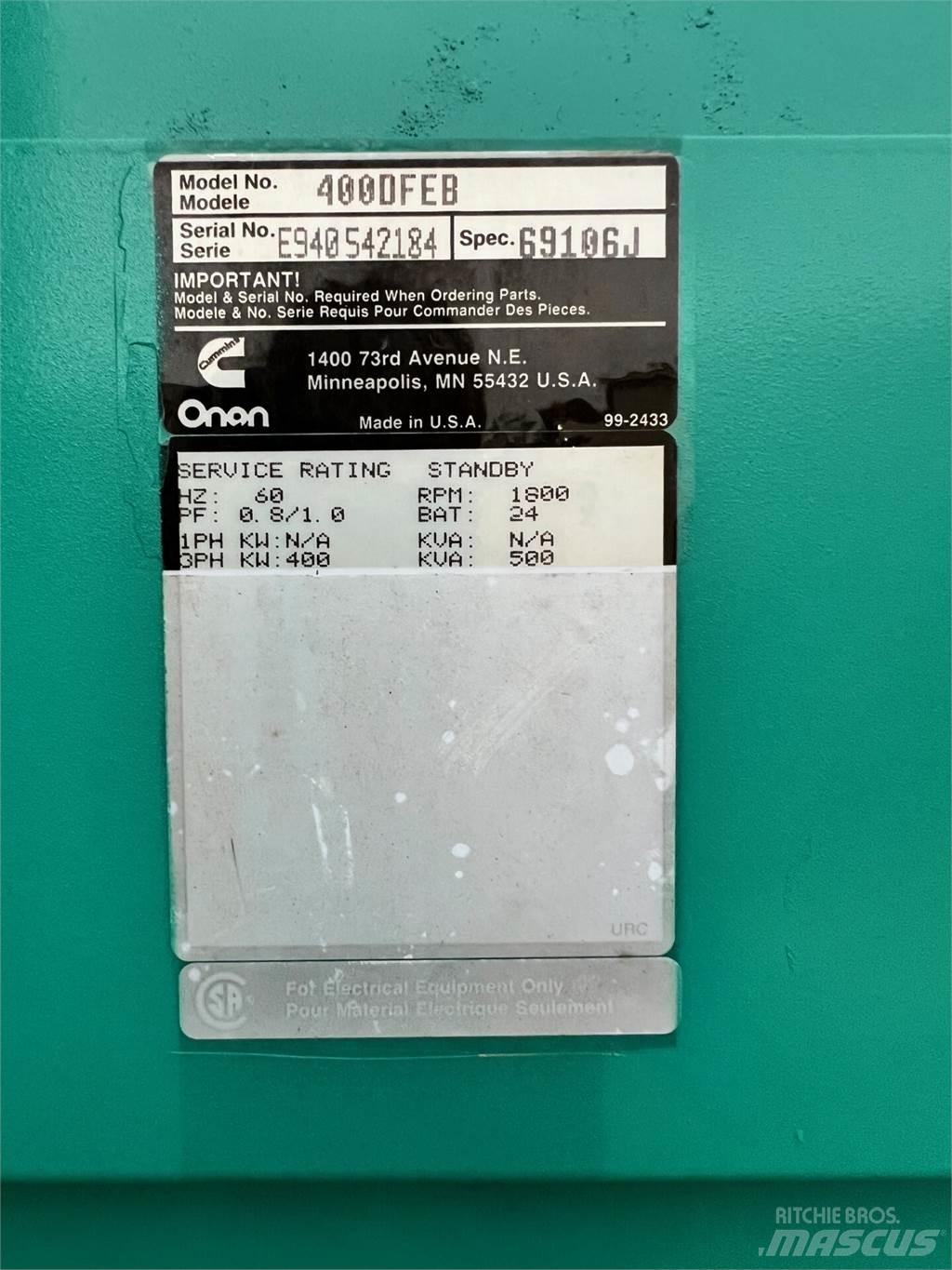 Onan 400kW その他の発電機