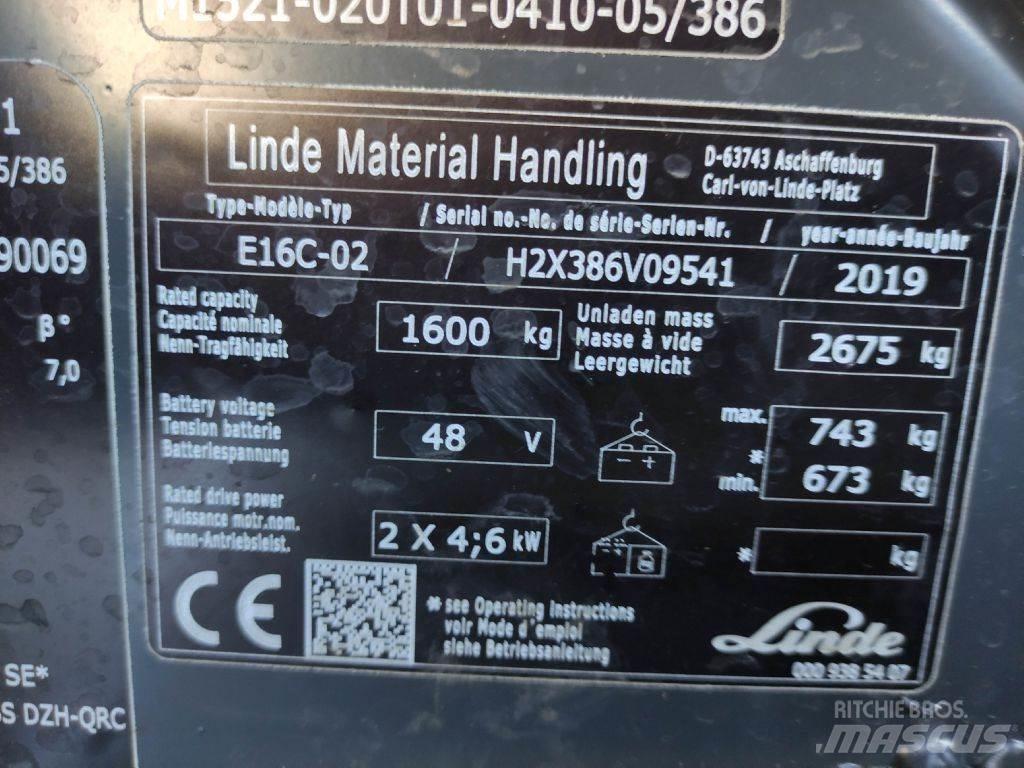 Linde E16C-02-386 EVO バッテリーフォークリフト