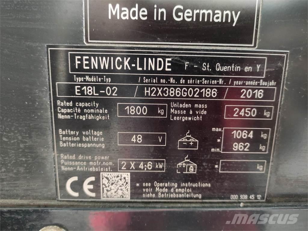 Linde E18L-02-386 バッテリーフォークリフト