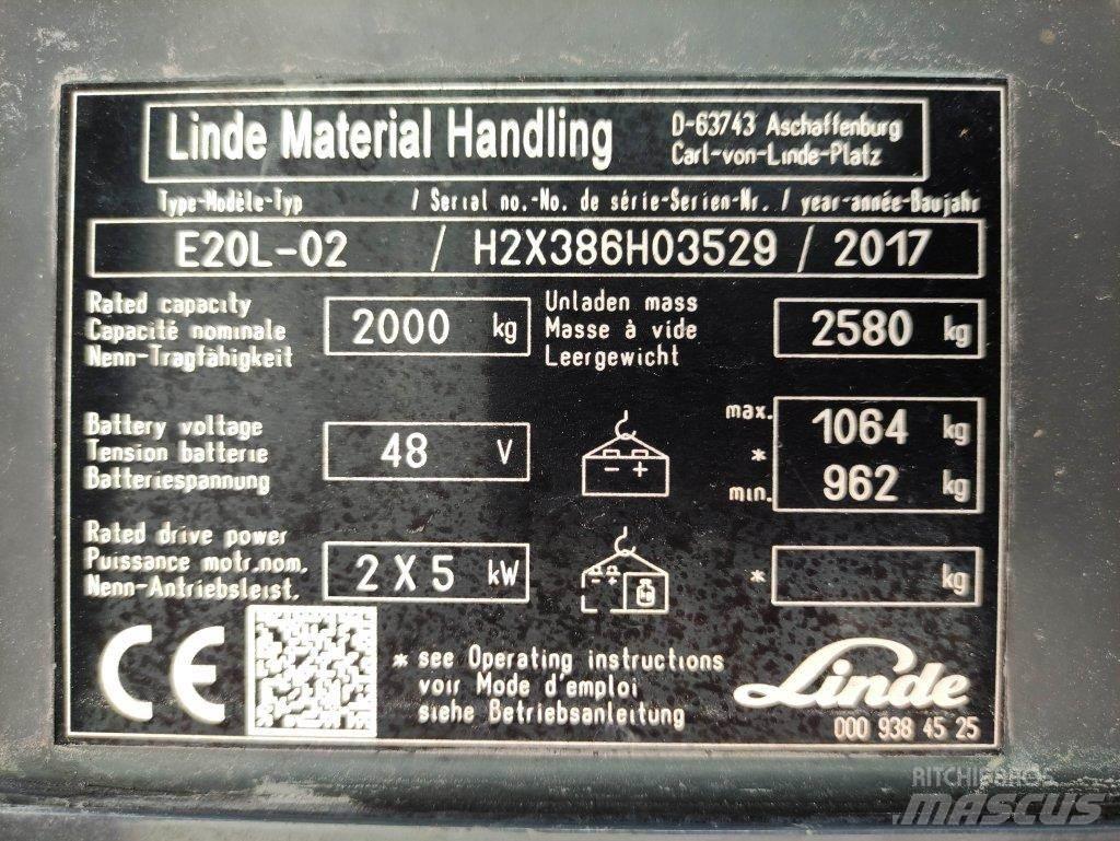 Linde E20L-02-386 バッテリーフォークリフト