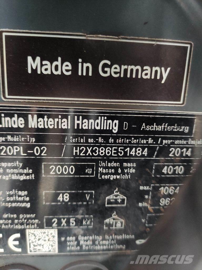 Linde E20PL-02-386 EVO バッテリーフォークリフト