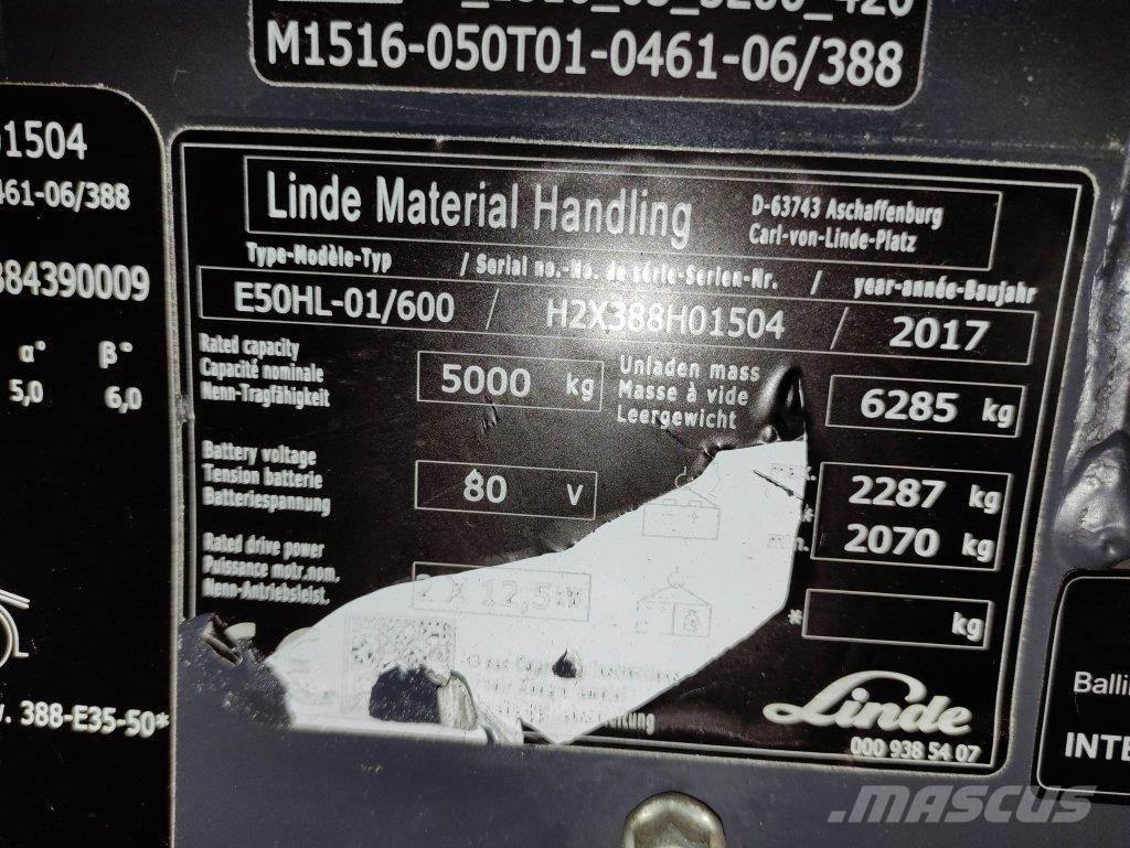 Linde E50HL-01/600-388 バッテリーフォークリフト