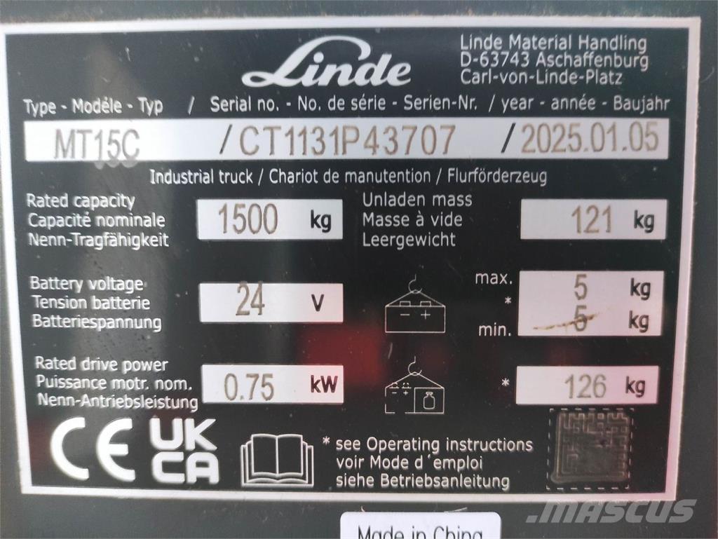 Linde MT15C ローリフト
