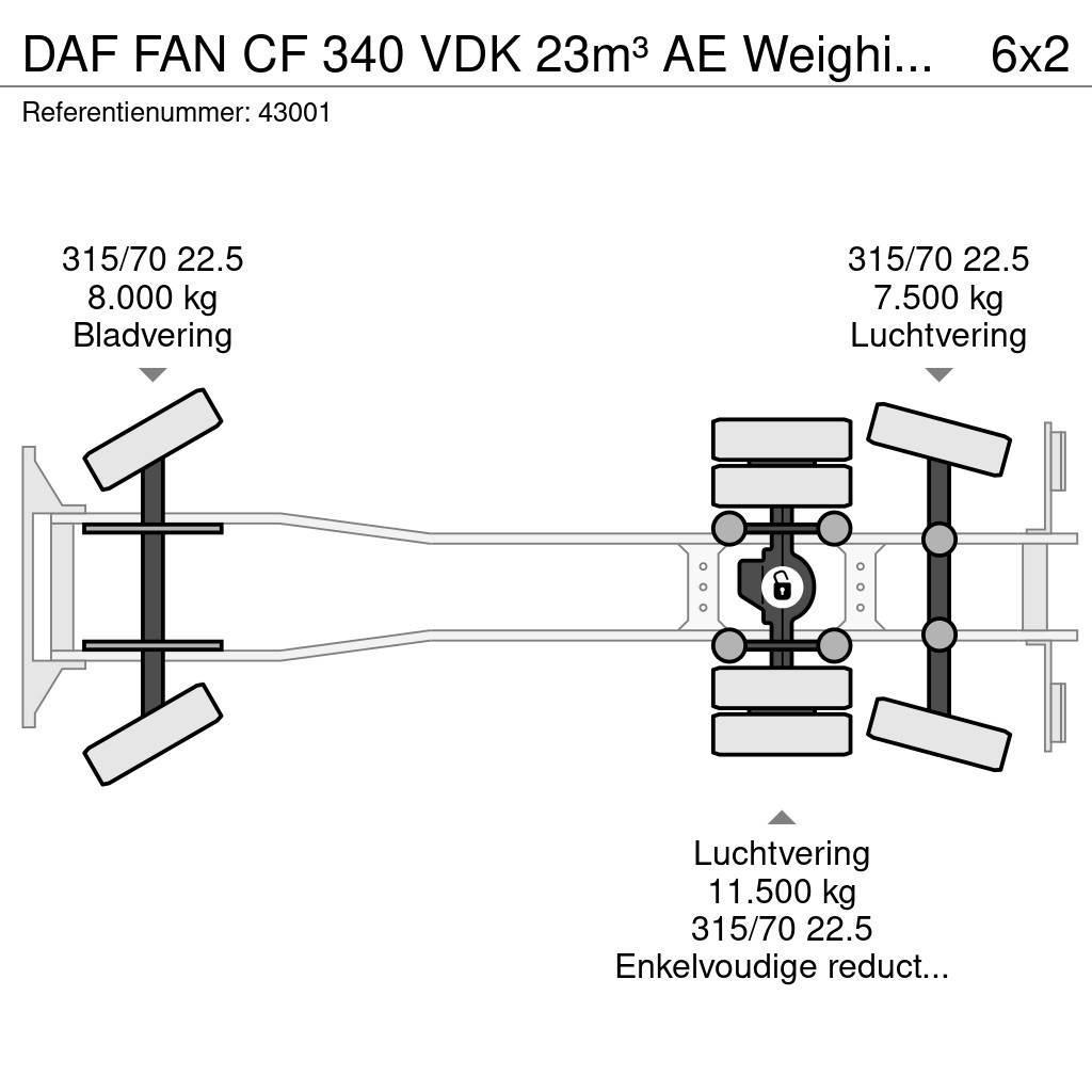 DAF FAN CF 340 VDK 23m³ AE Weighing system 塵芥車、パッカー車