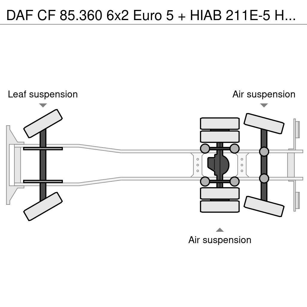 DAF CF 85.360 6x2 Euro 5 + HIAB 211E-5 HIPRO 平ボディー