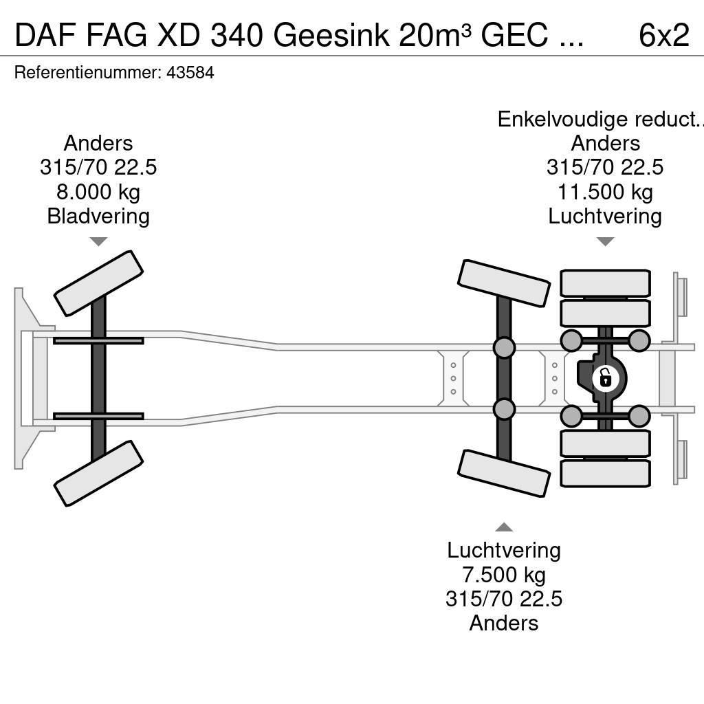 DAF FAG XD 340 Geesink 20m³ GEC Welvaarts weegsysteem 塵芥車、パッカー車