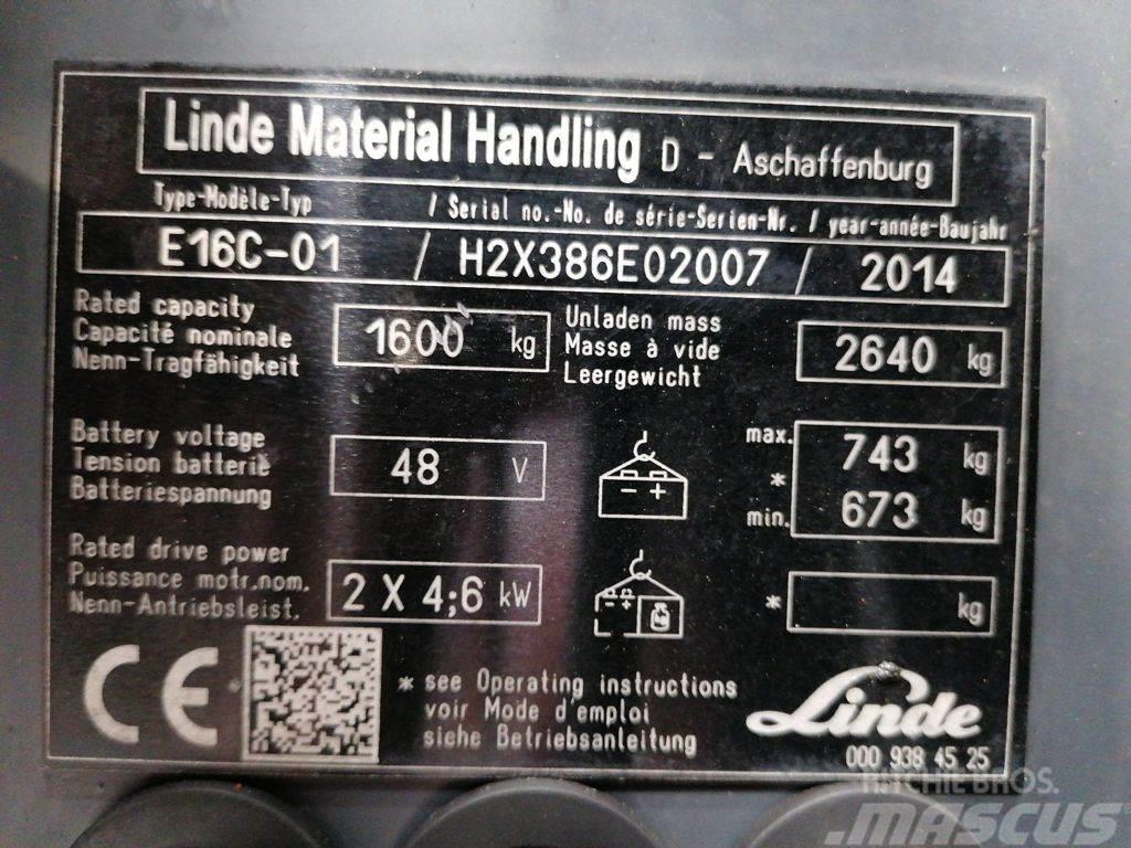 Linde E16C-01 バッテリーフォークリフト