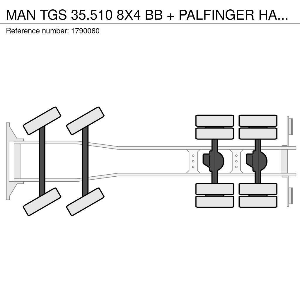MAN TGS 35.510 8X4 BB + PALFINGER HAAKARMSYSTEEM + PAL クレーントラック、ユニック車